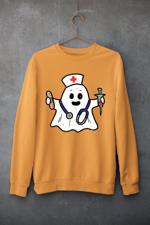 Nurse Ghost Scrub Top Halloween Costume For Nurses Women RN T-Shirt