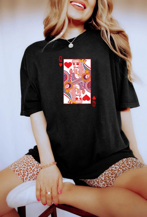Queen Of Hearts Playing Card Skeleton Halloween Costume T-Shirt