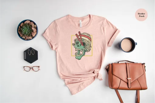 Skull Ramen T-Shirt Skull Halloween Shirt