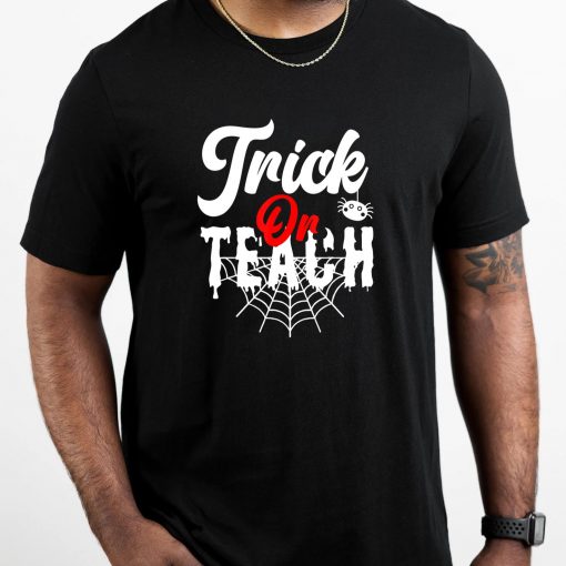 Trick or Teach Funny Teacher Halloween Web 3 Spider T-Shirt