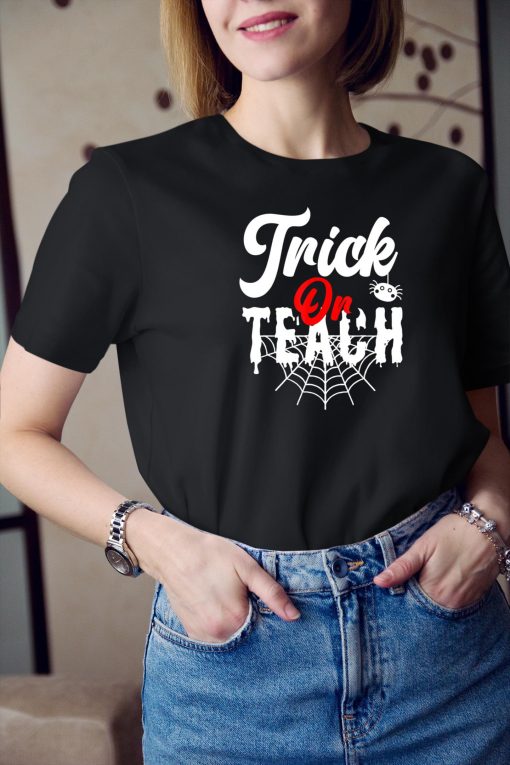 Trick or Teach Funny Teacher Halloween Web 3 Spider T-Shirt