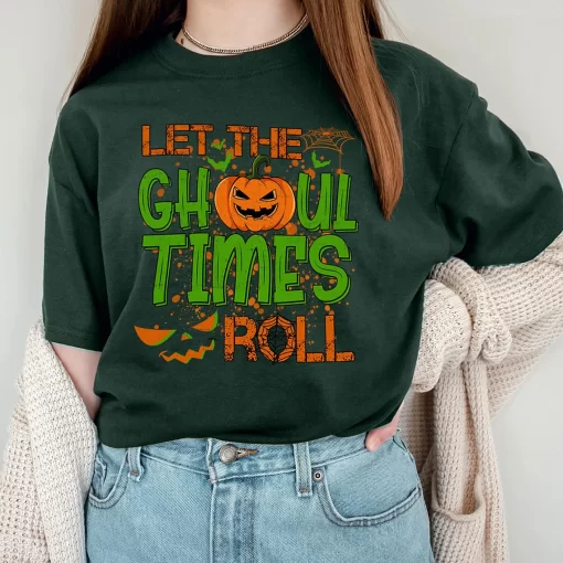 Womens Let The Ghoul Times Roll Halloween T-Shirt