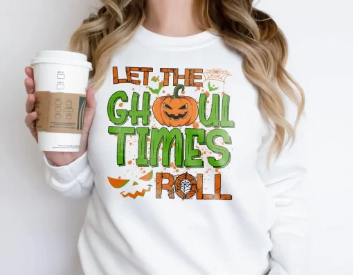 Womens Let The Ghoul Times Roll Halloween T-Shirt