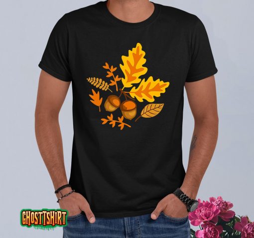 Autumn Leaves and Acorns Fall for Women Thanksgiving Cute T-Shirt