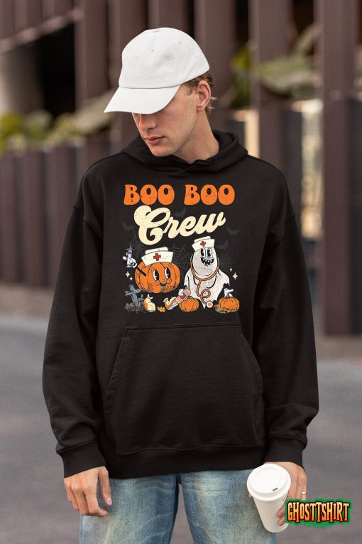 Boo Boo Crew Funny Nurse Halloween Ghost Pumpkin Costume Long Sleeve T-Shirt