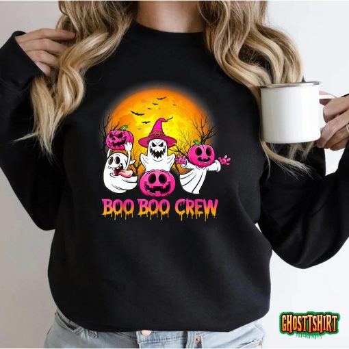 Boo Boo Crew Pajamas Pink Ghost Breast Cancer Halloween 2022 T-Shirt
