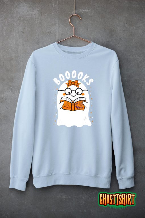 Booooks! Cute Ghost Reading Library Books Halloween Teacher T-Shirt