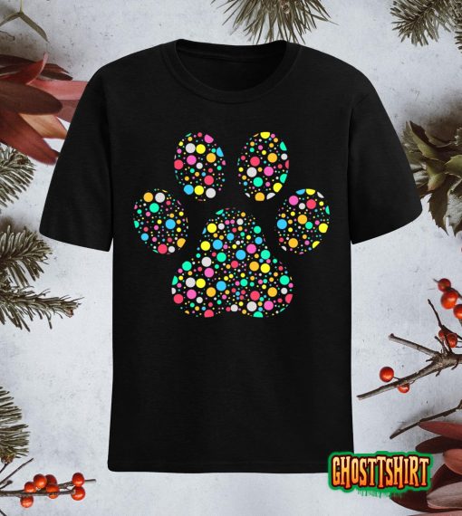 Colourful Polka Dot Dog Paw International Dot Day 2022 T-Shirt