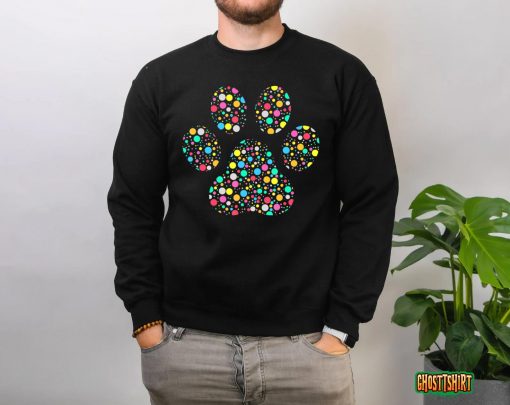 Colourful Polka Dot Dog Paw International Dot Day 2022 T-Shirt