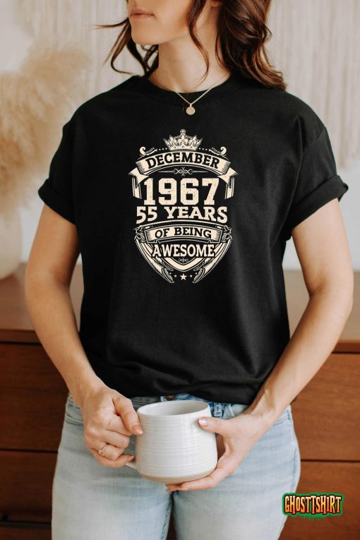 December 1967 55 Years Of Being Awesome Birthday Costume T-Shirt