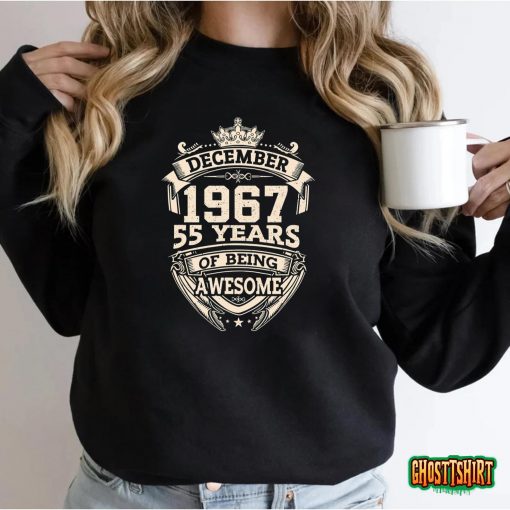 December 1967 55 Years Of Being Awesome Birthday Costume T-Shirt