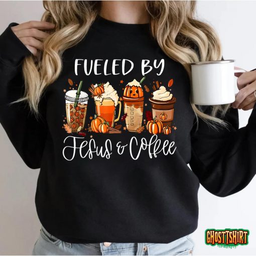 Funny Fueled By Coffee Jesus Caffeine Lover Thanksgiving Day T-Shirt