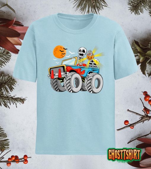 Funny Halloween Skeleton Monster-Truck Kids Boys Toddler T-Shirt