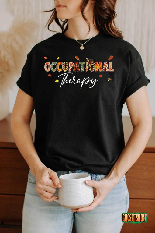 Funny Occupational Therapy Pumpkin Autumn Tree Fall Leaves T-Shirt