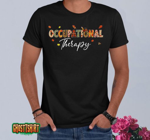 Funny Occupational Therapy Pumpkin Autumn Tree Fall Leaves T-Shirt