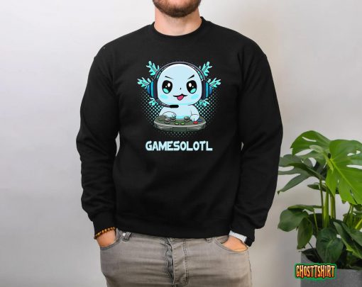 Gamesolotl Video Gamer Axolotl Fish Playing Gamer Anime Boys T-Shirt