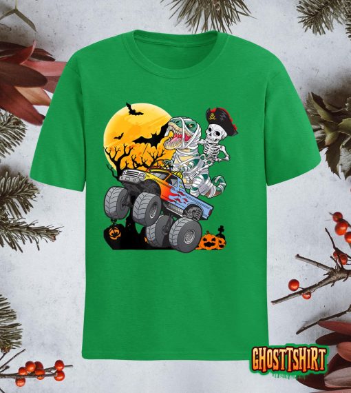 Halloween Monster Truck Dinosaur Trex Skeleton Pirate Boys Classic T-Shirt