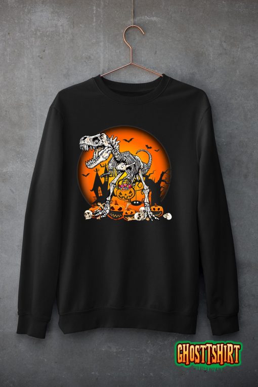 Halloween Skeleon Rex Pumpkin Cosume Boys Kids Dinosaur Classic T-Shirt
