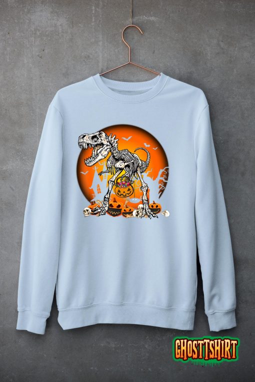 Halloween Skeleon Rex Pumpkin Cosume Boys Kids Dinosaur Classic T-Shirt