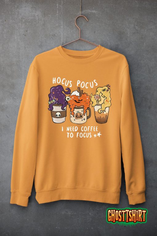 Hocus Pocus I Need Coffee to Focus Halloween Teacher Womens T-Shirt
