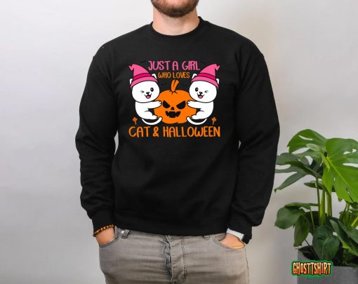 Just A Girl Who Loves Cat And Halloween T-Shirt