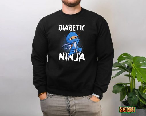 Mens Support T1D Diabetic Ninja Type 1 Diabetes Awareness month T-Shirt