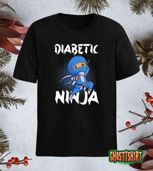 Mens Support T1D Diabetic Ninja Type 1 Diabetes Awareness month T-Shirt