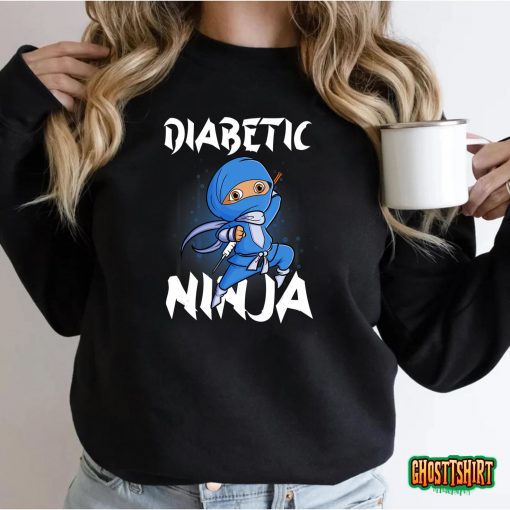 Mens Support T1D Diabetic Ninja Type 1 Diabetes Awareness month T-Shirt