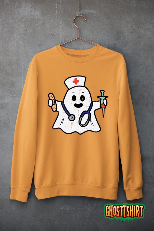 Nurse Ghost Scrub Top Halloween Costume For Nurses Women RN T-Shirt
