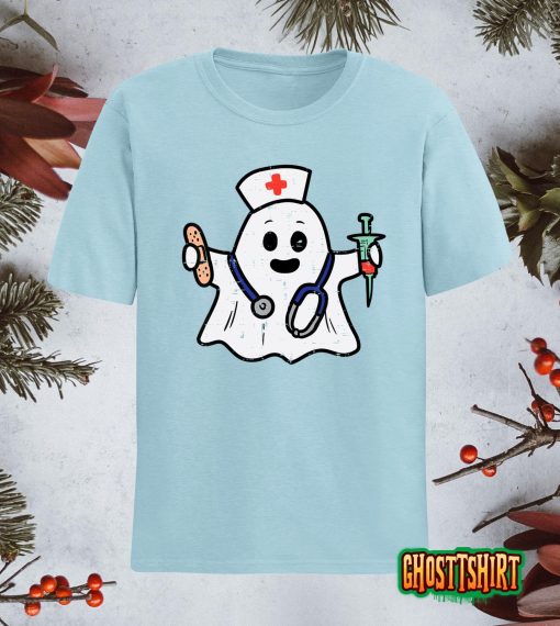 Nurse Ghost Scrub Top Halloween Costume For Nurses Women RN T-Shirt