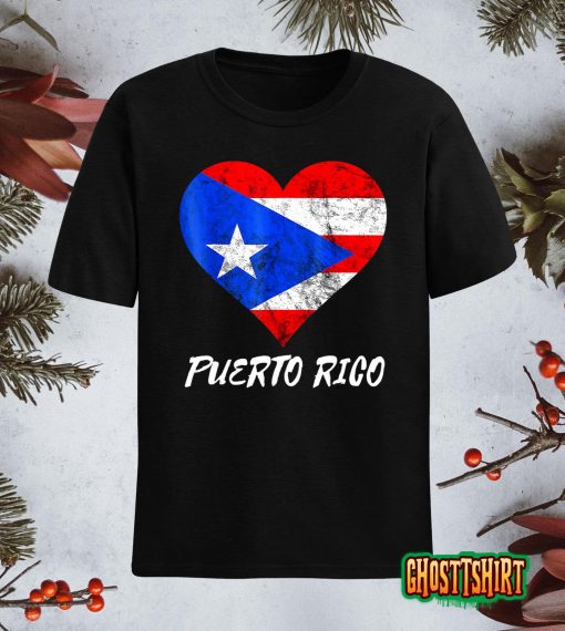 Puerto Rico Heart Puertorro Puerto Rican Flag Boricua Roots T-Shirt