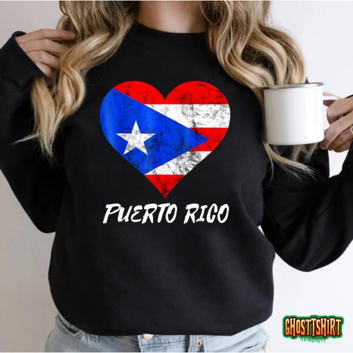 Puerto Rico Heart Puertorro Puerto Rican Flag Boricua Roots T-Shirt