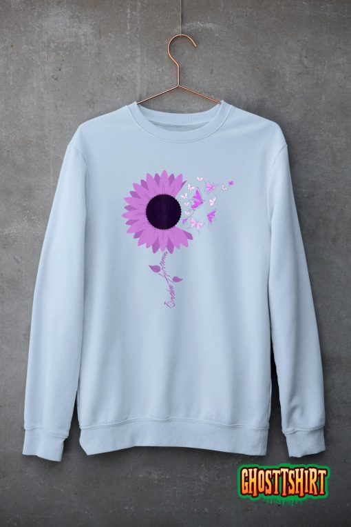 Purple Ribbon Sunflower Butterfly Overdose Awareness Month T-Shirt