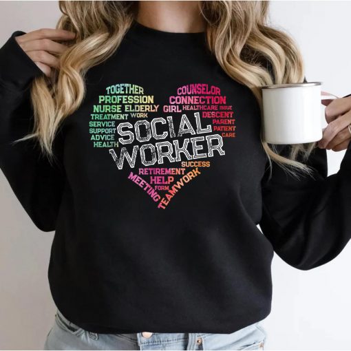 Social Worker Word Cloud Heart Social Work T-Shirt