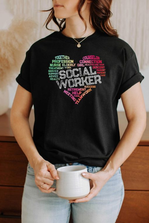 Social Worker Word Cloud Heart Social Work T-Shirt