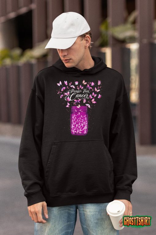 Stronger Than Breast Cancer Awareness Pink Ribbon Butterfly T-Shirt