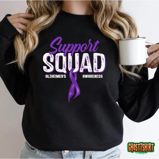 Support Squad Alzheimer’s Awareness Purple Ribbon T-Shirt