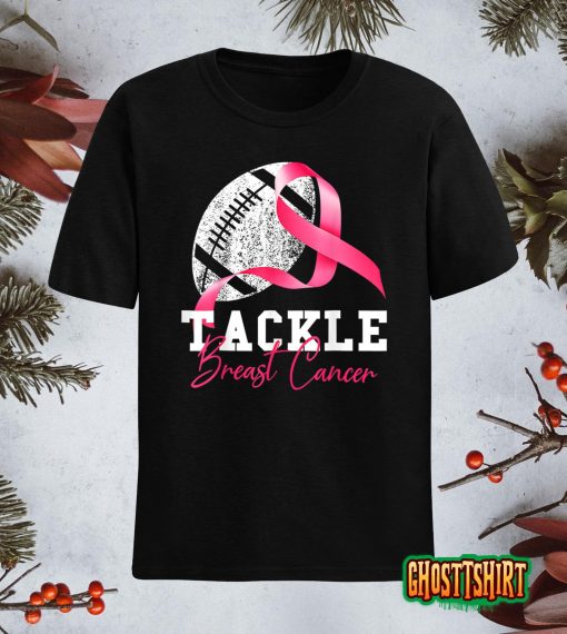 Tackle Breast Cancer Football Survivor Pink Ribbon Awareness T-Shirt