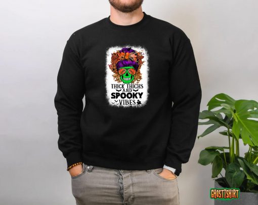 Thick Thighs Spooky Vibes Funny Halloween Gift T-Shirt