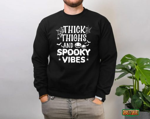 Thick Thighs Spooky Vibes Funny Halloween Sweatshirt
