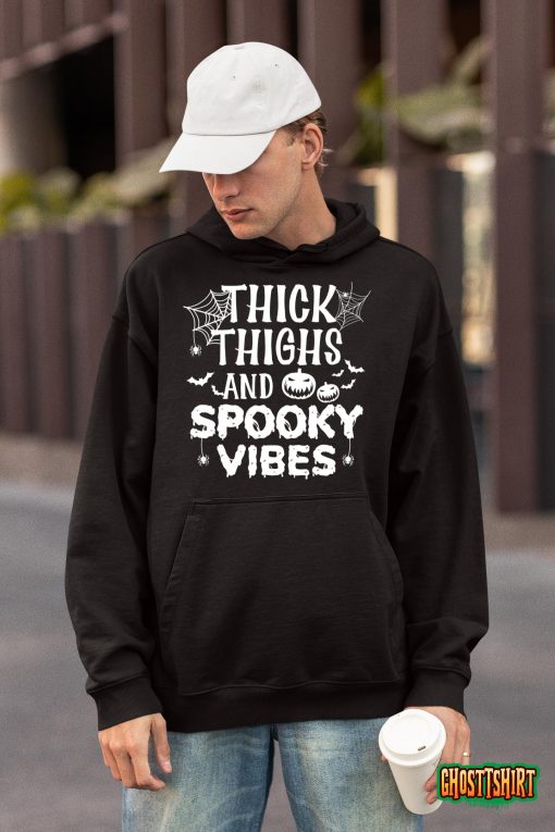 Thick Thighs Spooky Vibes Funny Halloween Sweatshirt