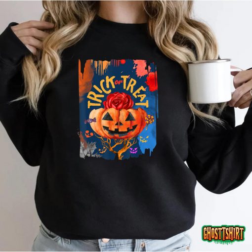 Trick or Treat Colorful Vintage Pumpkin Happy Halloween 2022 T-Shirt