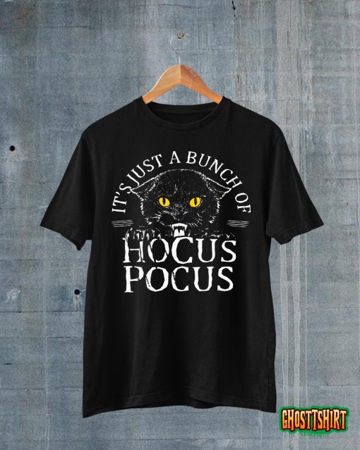 Vintage Halloween Black Cat It’s Just A Bunch Of Hocus Pocus T-Shirt