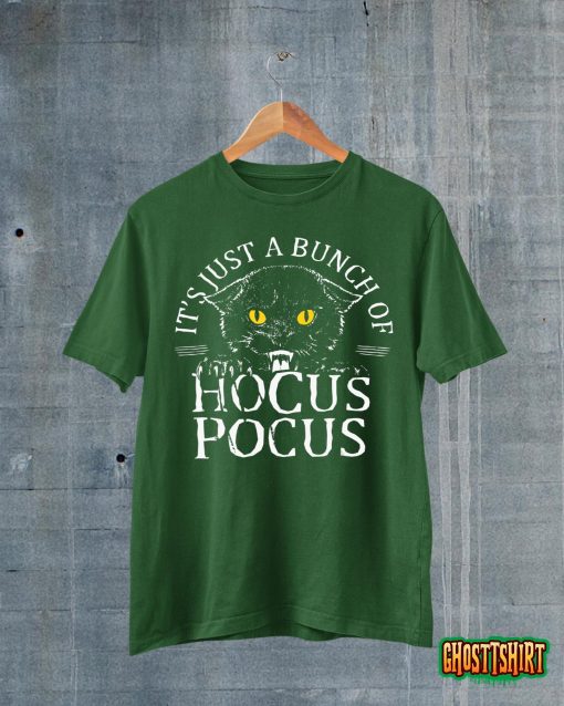 Vintage Halloween Black Cat It’s Just A Bunch Of Hocus Pocus T-Shirt