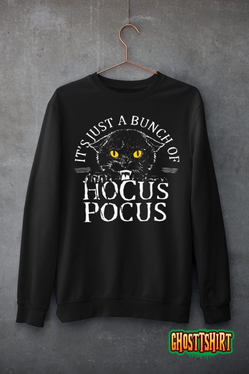 Vintage Halloween Black Cat It’s Just A Bunch Of Hocus Pocus T-Shirt