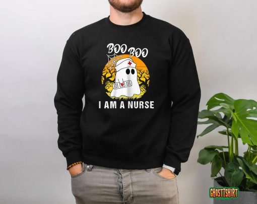 Womens BOO BOO I Am A Nurse Funny Ghost Halloween 2022 T-Shirt