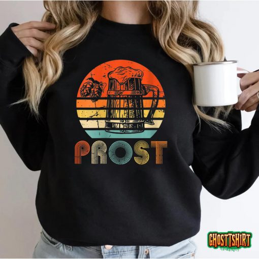Womens Retro Oktoberfest 2022 Beer Drinking Prost V-Neck T-Shirt