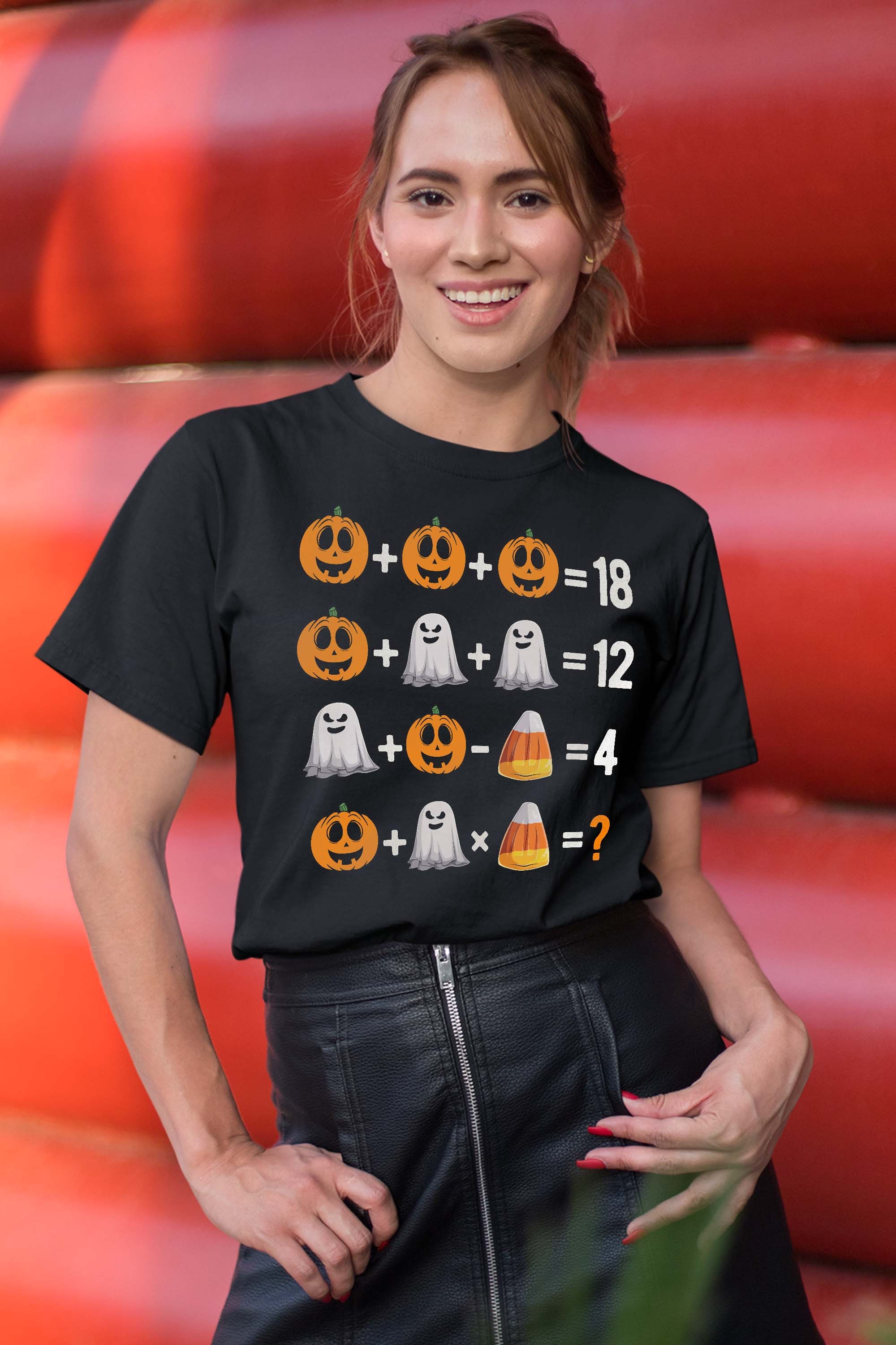 2022 Halloween Order of Operations Quiz Math Teacher Pumpkin Ghost Candy Funny T-Shirt