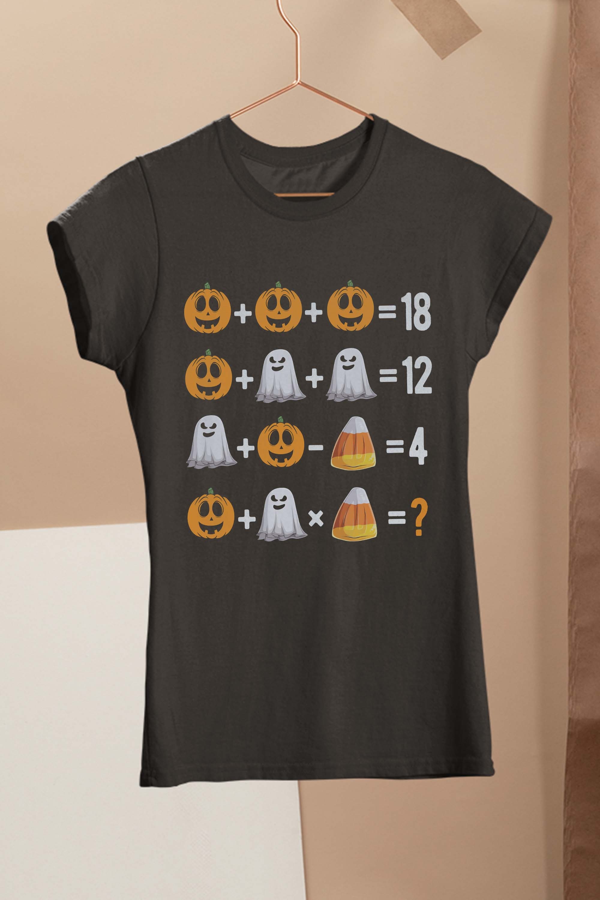 2022 Halloween Order of Operations Quiz Math Teacher Pumpkin Ghost Candy Funny T-Shirt