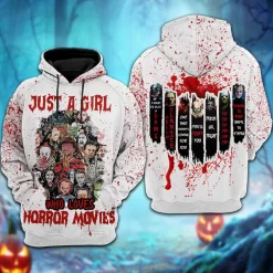 Just a Girl Who Loves Horror Movies 3D Hoodie